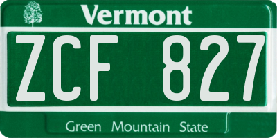 VT license plate ZCF827