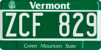 VT license plate ZCF829