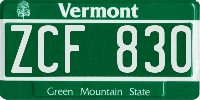 VT license plate ZCF830
