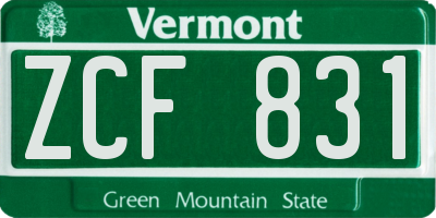 VT license plate ZCF831