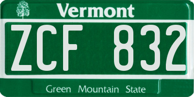 VT license plate ZCF832