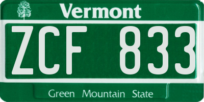 VT license plate ZCF833