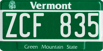 VT license plate ZCF835