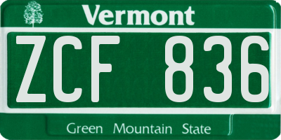 VT license plate ZCF836