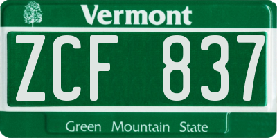 VT license plate ZCF837