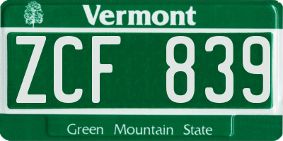 VT license plate ZCF839
