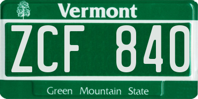 VT license plate ZCF840