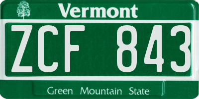 VT license plate ZCF843
