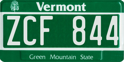 VT license plate ZCF844