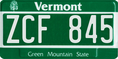 VT license plate ZCF845