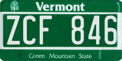 VT license plate ZCF846