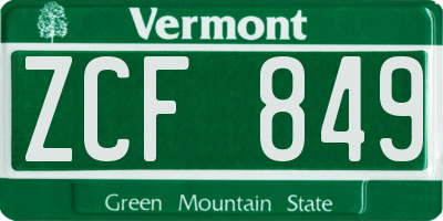 VT license plate ZCF849