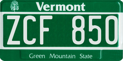 VT license plate ZCF850