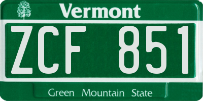 VT license plate ZCF851