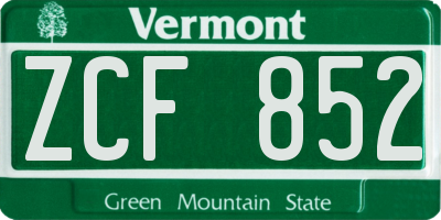 VT license plate ZCF852