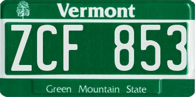 VT license plate ZCF853