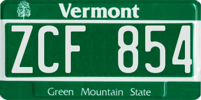 VT license plate ZCF854