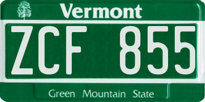 VT license plate ZCF855