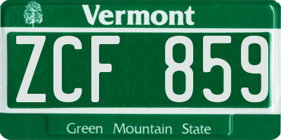 VT license plate ZCF859