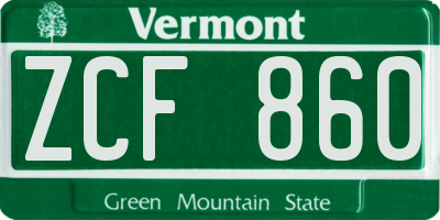 VT license plate ZCF860