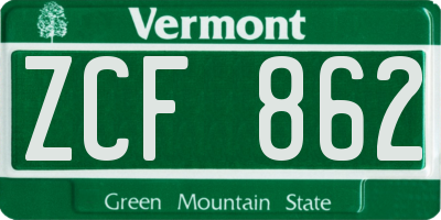 VT license plate ZCF862