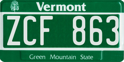 VT license plate ZCF863