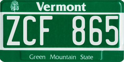 VT license plate ZCF865