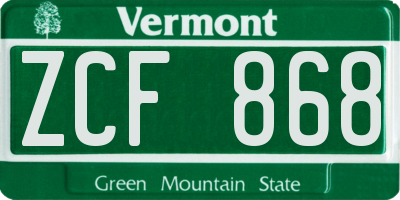 VT license plate ZCF868