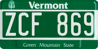 VT license plate ZCF869