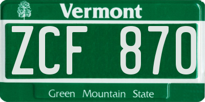 VT license plate ZCF870