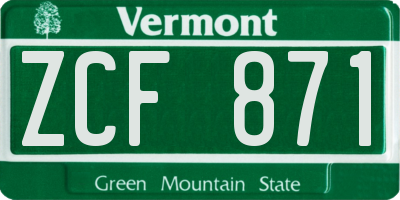 VT license plate ZCF871