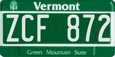 VT license plate ZCF872