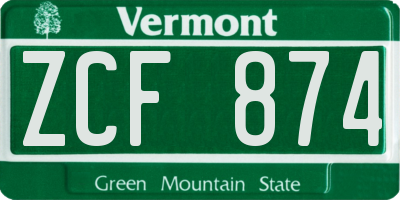 VT license plate ZCF874