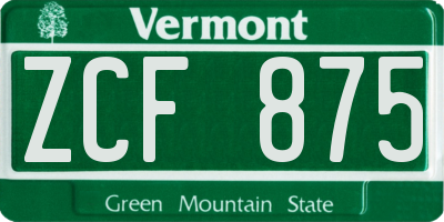 VT license plate ZCF875