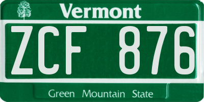 VT license plate ZCF876