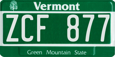 VT license plate ZCF877