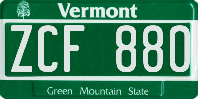 VT license plate ZCF880