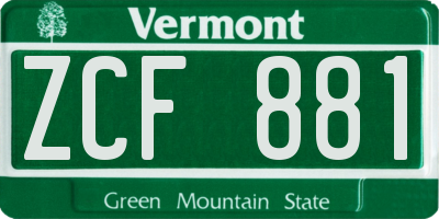 VT license plate ZCF881