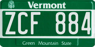 VT license plate ZCF884