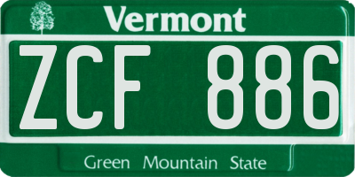 VT license plate ZCF886