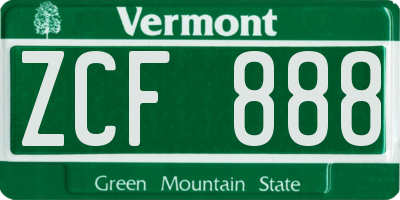 VT license plate ZCF888