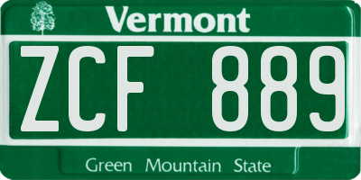 VT license plate ZCF889