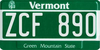 VT license plate ZCF890