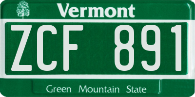 VT license plate ZCF891