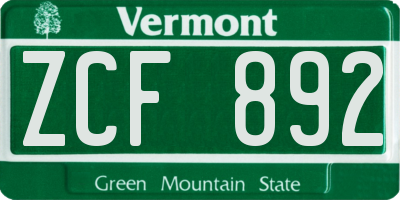 VT license plate ZCF892
