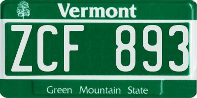 VT license plate ZCF893