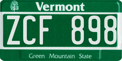 VT license plate ZCF898