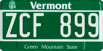 VT license plate ZCF899