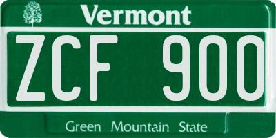 VT license plate ZCF900