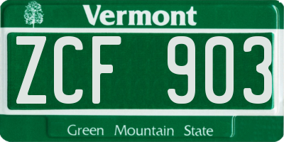 VT license plate ZCF903